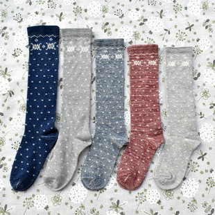 中筒袜子女秋冬保暖堆堆袜长款小腿袜绢棉防臭袜日系复古文艺棉质
