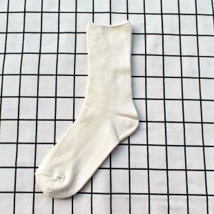 米色竹纤维袜子女袜中筒柔软舒适双针日单袜外贸袜子吸汗透气百搭
