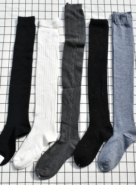 女士长筒袜过膝袜羊绒灰色黑色袜子点子纱羊毛袜日单外贸袜长袜