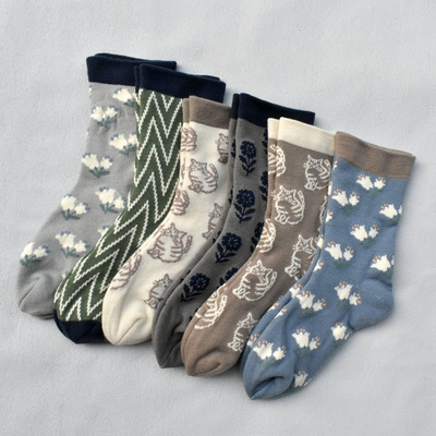 绢油丝双层袜女加厚卡通宽松口