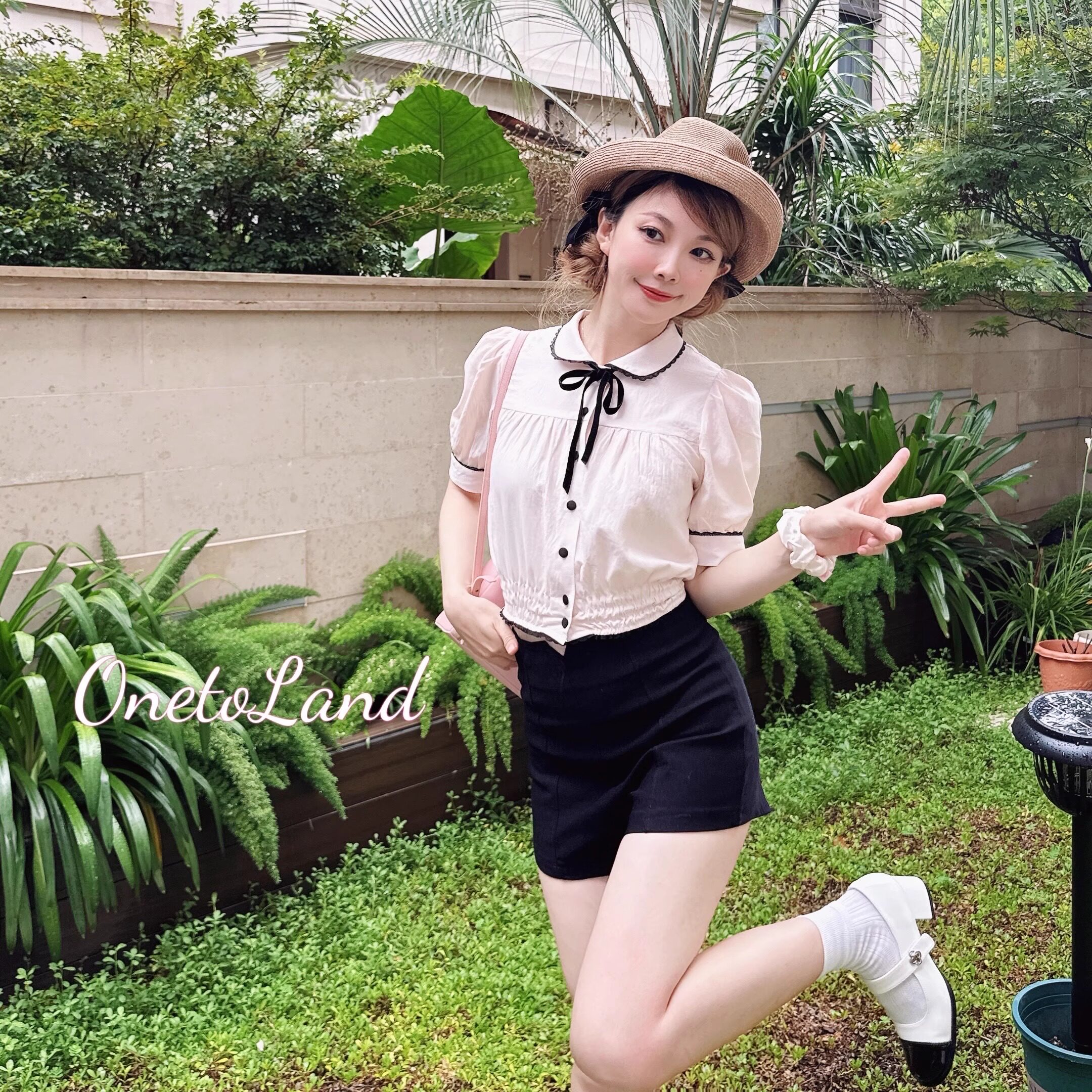 12Land定制FiFi少女情怀组2025夏法式甜心连体裤短袖娃娃衫少女集