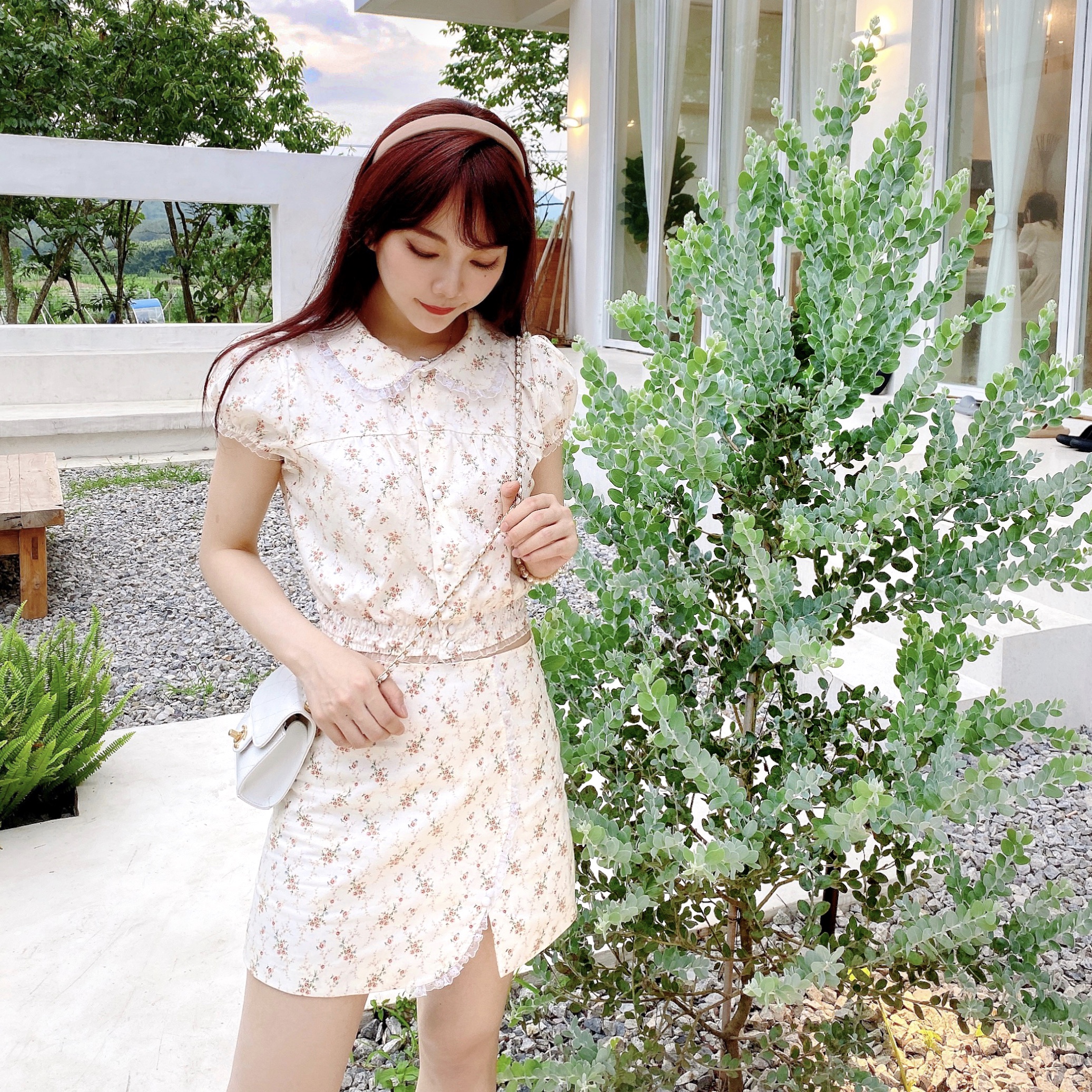 系列油画碎花娃娃衫原创半裙蕾丝