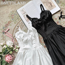 12Land FiFi chachnil经典版型 法式缎面吊带打底连衣裙龙心夏季