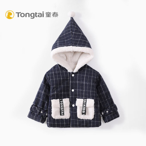 加厚冬季连帽加绒女童呢子外套