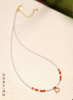 细款天然红玛瑙尖晶石佛牌唐卡链