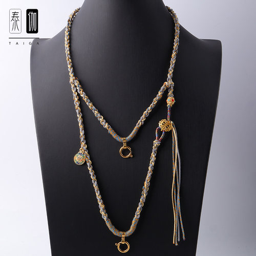 泰国佛牌链子双挂手编棉绳