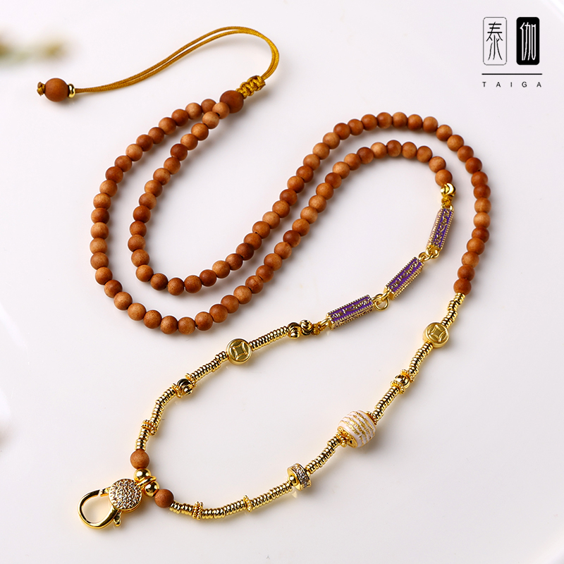 老山檀木经文佛牌链子4mm