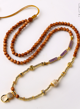 老山檀木经文佛牌链子4mm