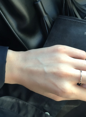 y2韩版s925纯银简约几何线条戒指