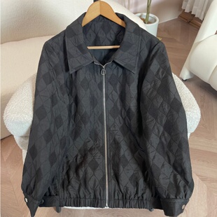 PWD33403【仅外套】春季新款菱形格大码女装外套【衣长】