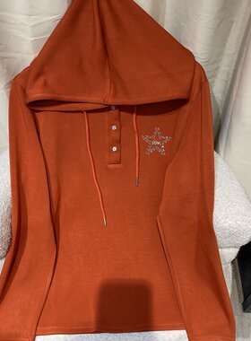 PWD32733【仅上衣】2025春季新款显瘦长袖连帽卫衣大码【衣长70】