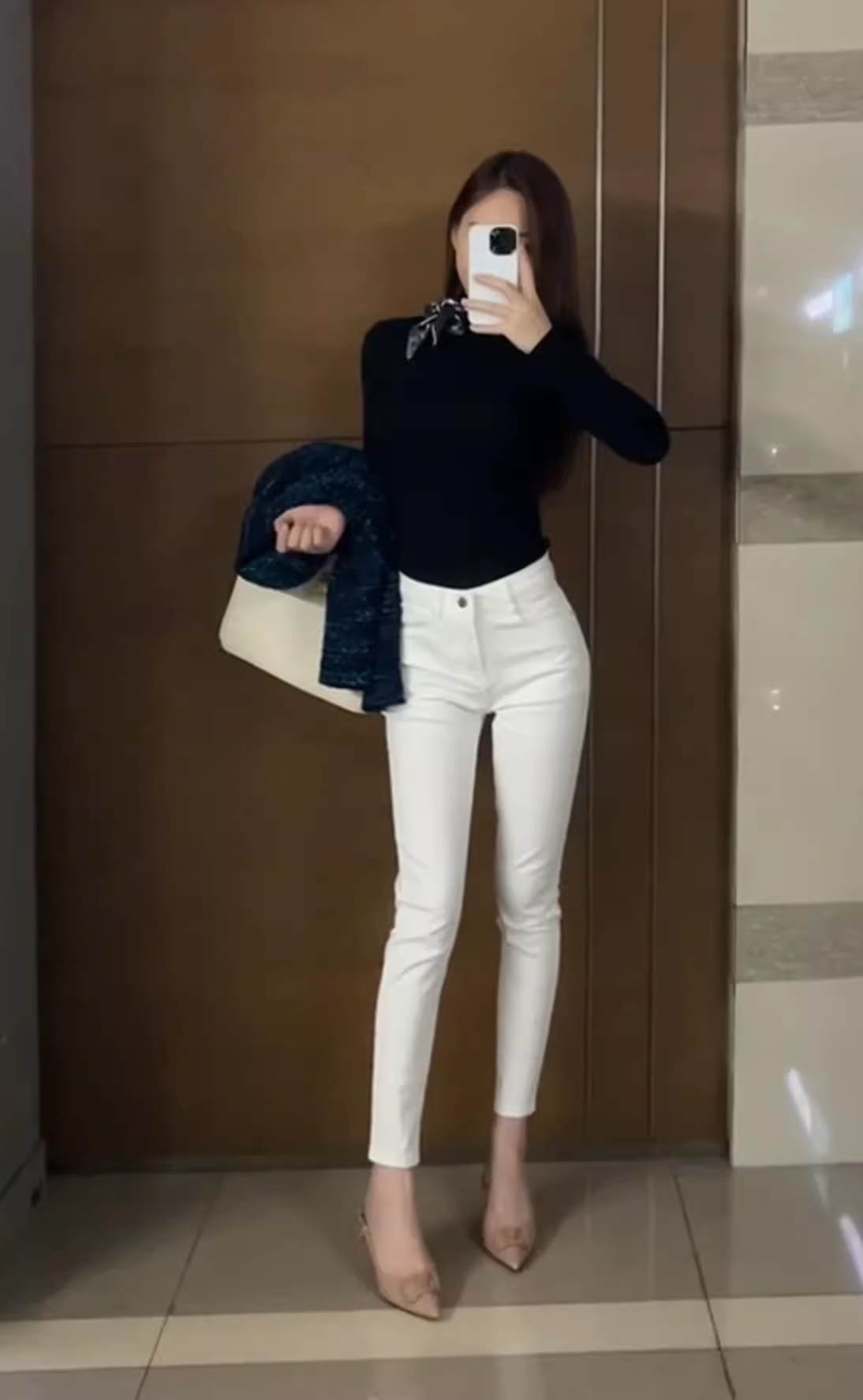 白色牛仔裤女高腰2025夏季新款修身显瘦弹力九分小脚铅笔紧身裤子