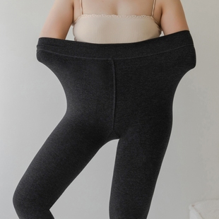 大码加绒连裤袜棉秋冬加厚保暖胖mm深灰色显瘦不掉裆打底厚黑穿搭
