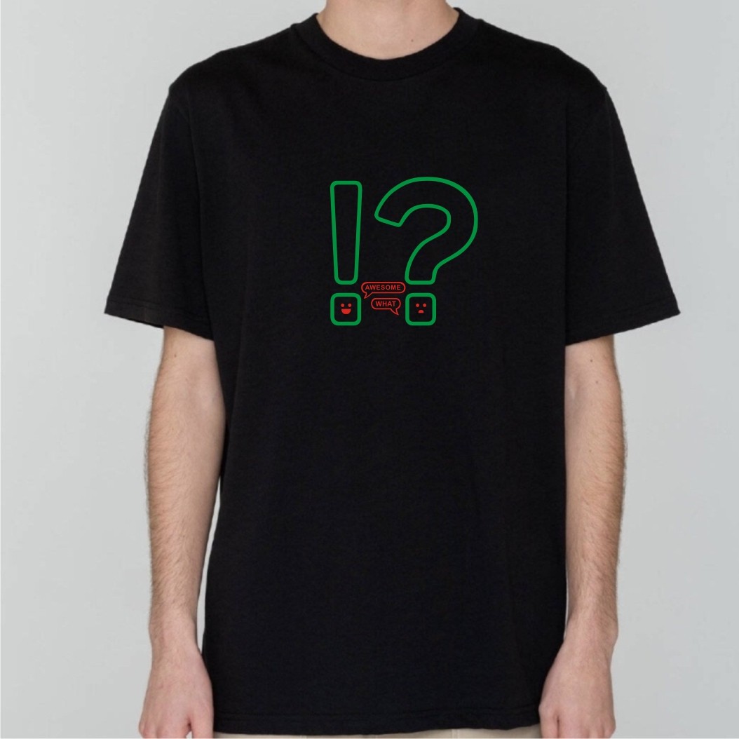 问号感叹号情侣装男休闲短袖T恤