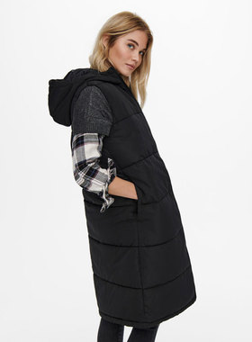 出口欧单 无袖长款棉衣连帽棉服夹棉马甲马夹厚实有大码女Y040106