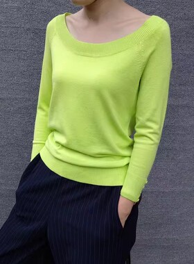 德国单 外贸 简约舒适船领 七分袖针织衫 女 4色 有大码 W191202