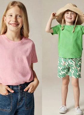 男女童精梳棉圆领短袖T恤 儿童纯棉10色100-150码宝宝 GC208