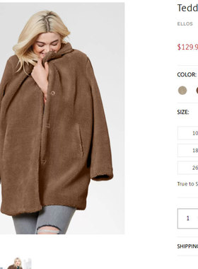 外贸原单泰迪熊大衣羊羔绒摇粒绒廓形皮草厚实女加肥大码Y040408