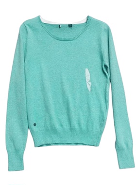 出口欧美外贸80棉 舒适圆领长袖针织衫 女W191202KK