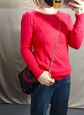 出口外贸 兔毛红毛衣 长袖毛茸茸本命年女修身显瘦日单 Y040406