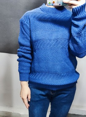 出口日单半高领复古 毛衣宽松厚打底长袖阔肩女大码外贸X040105