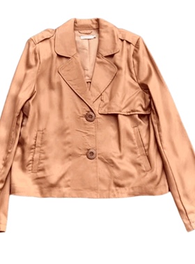 法国外贸原单 天丝长袖短款风衣 舒适宽松外套有大码 女 X200301