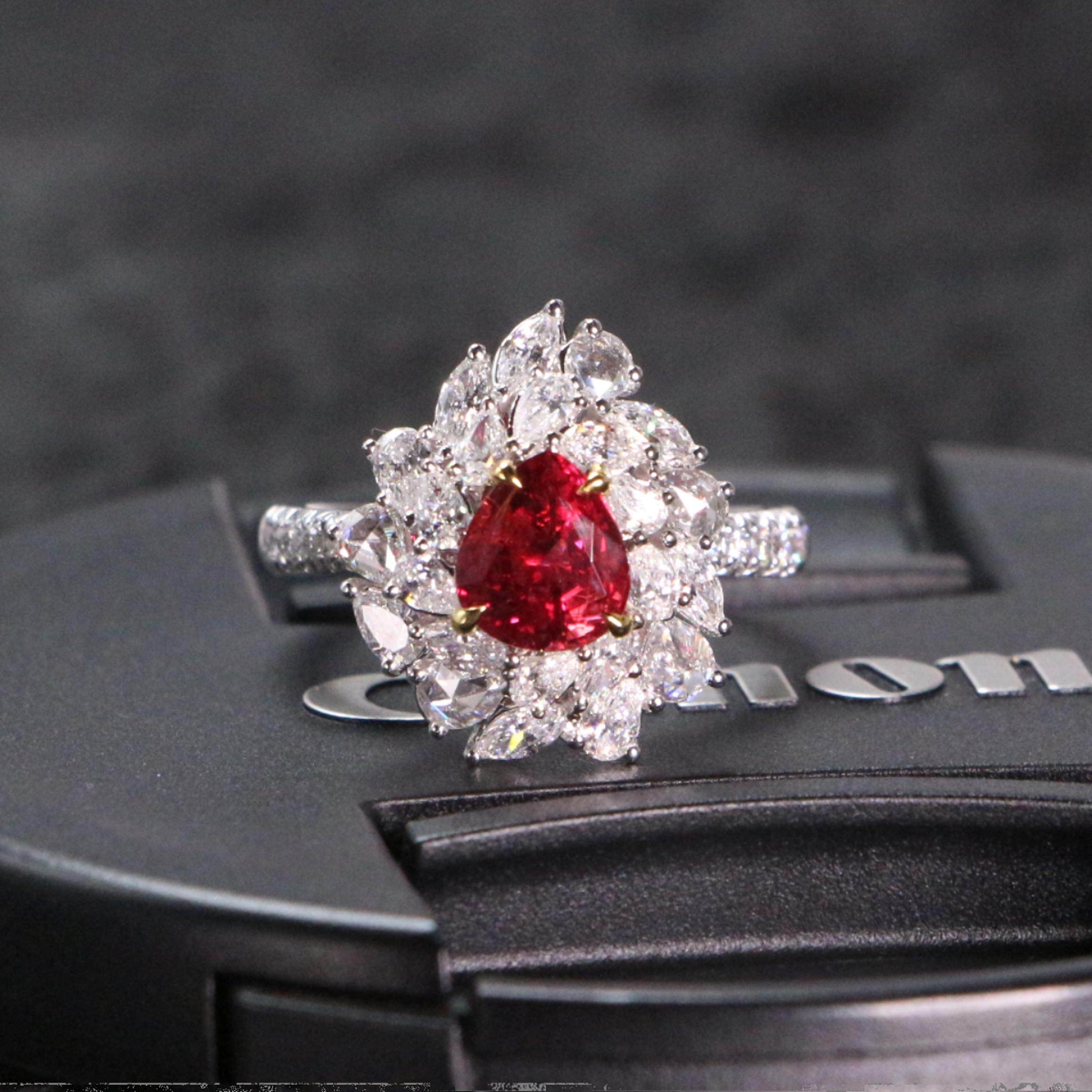 18K金钻石镶嵌2克拉天然水滴形无烧鸽血红宝石戒指,珠宝/钻石/翡翠,手饰,淘宝优惠券,粉丝福利购,淘宝优惠卷