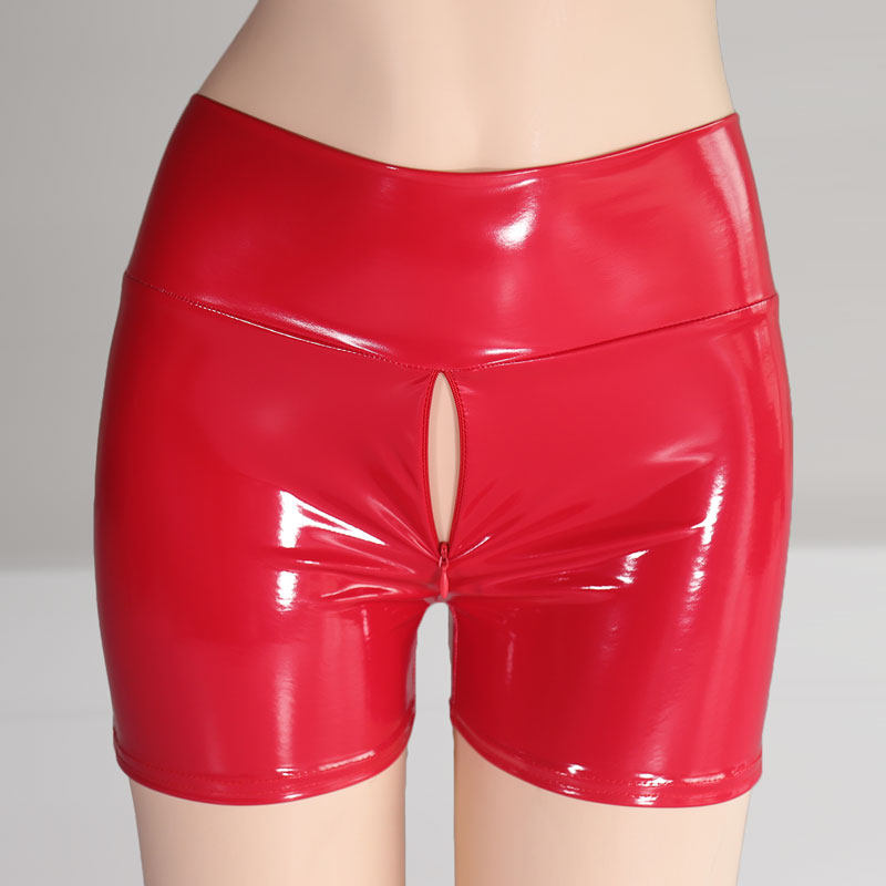 夏季男士皮短裤隐形拉链方便镜面超亮紧身弹力漆皮pu皮裤2022新款
