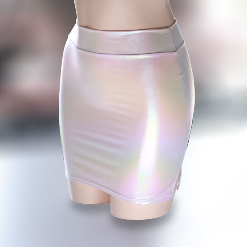 外穿半身裙包臀紧身性感没内衬微透超短裙夏季新款裙子幻彩珍珠白