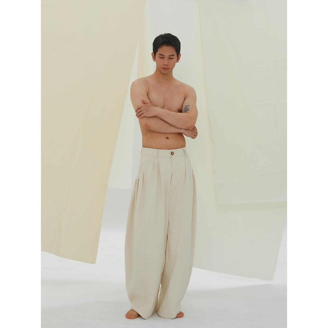 YOWSAH腰部抽绳松紧腰阔腿裤