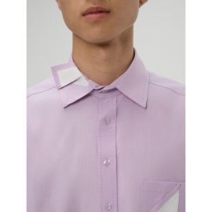 wave系列 衬衫 YOWSAH 翻折领胸袋角拼接超柔棉亲肤长袖