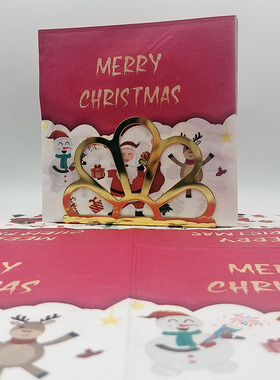 圣诞主题餐巾纸红色节日款MERRY CHRISTMAS装饰纸巾一次性面巾纸
