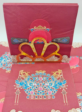 彩色印花餐巾纸红色高端2层婚礼花纸婚庆派对酒店一次性餐垫20张