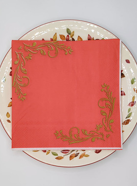 中式红色餐巾纸婚礼酒店西餐厅摆台装饰杯花纸清一次性专用纸20张