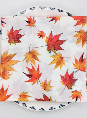 枫叶感恩节餐巾纸秋季叶子红色枫叶主题THX感恩节一次性印刷纸巾