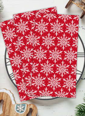 PomParty红色圣诞雪花餐巾纸2层20张圣诞节装饰纸巾一次性面巾纸