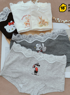 2026春新款甜美蕾丝平角内裤女学生中腰抑菌纯棉加长裆四角安全裤