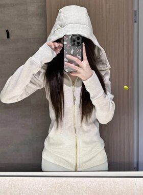 春秋连帽加绒显瘦瑜伽外套女