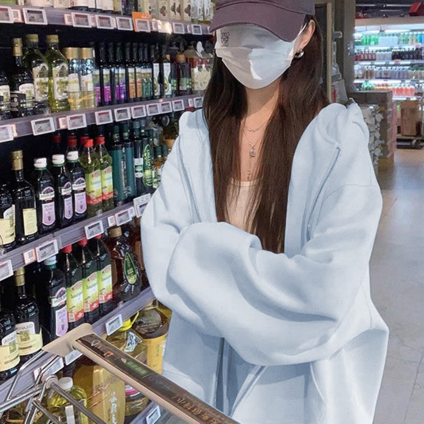 秋冬连帽加厚拉链宽松瑜伽外套女