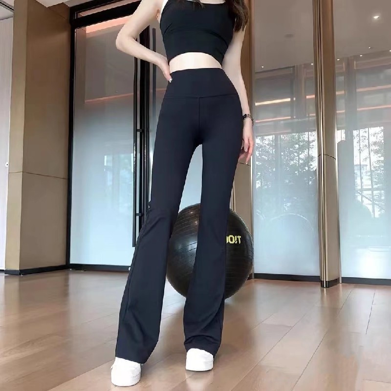 高腰微喇瑜伽裤女显瘦翘臀黑色运动收腹修身简约时尚百搭新款提臀