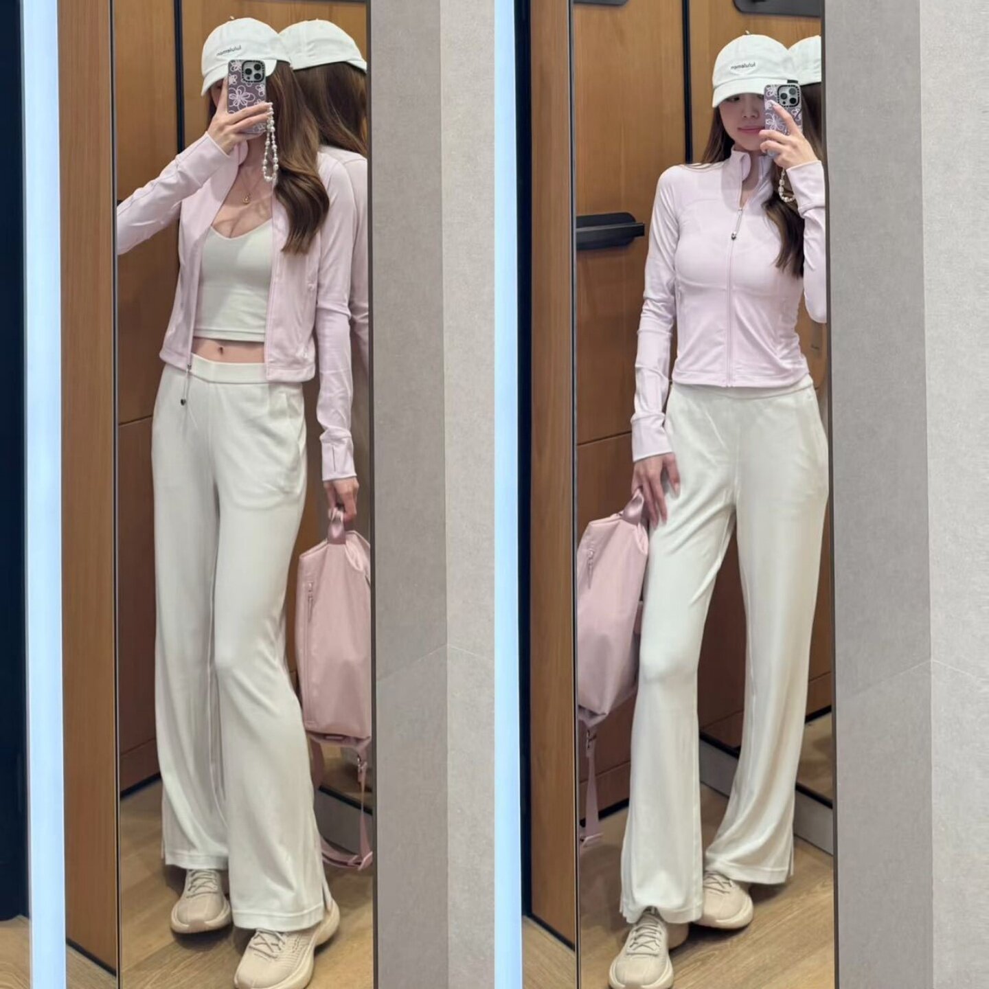 莫代尔垂感珠地高腰显瘦微喇开叉长裤女夏薄款外穿运动休闲阔腿裤