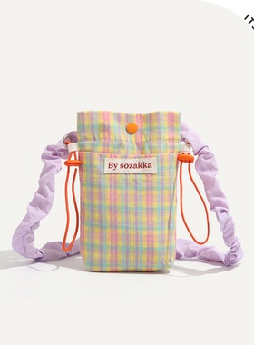 ITSOUMEI夏天小包包女2025新款小背包女斜挎手机包少女格子帆布包