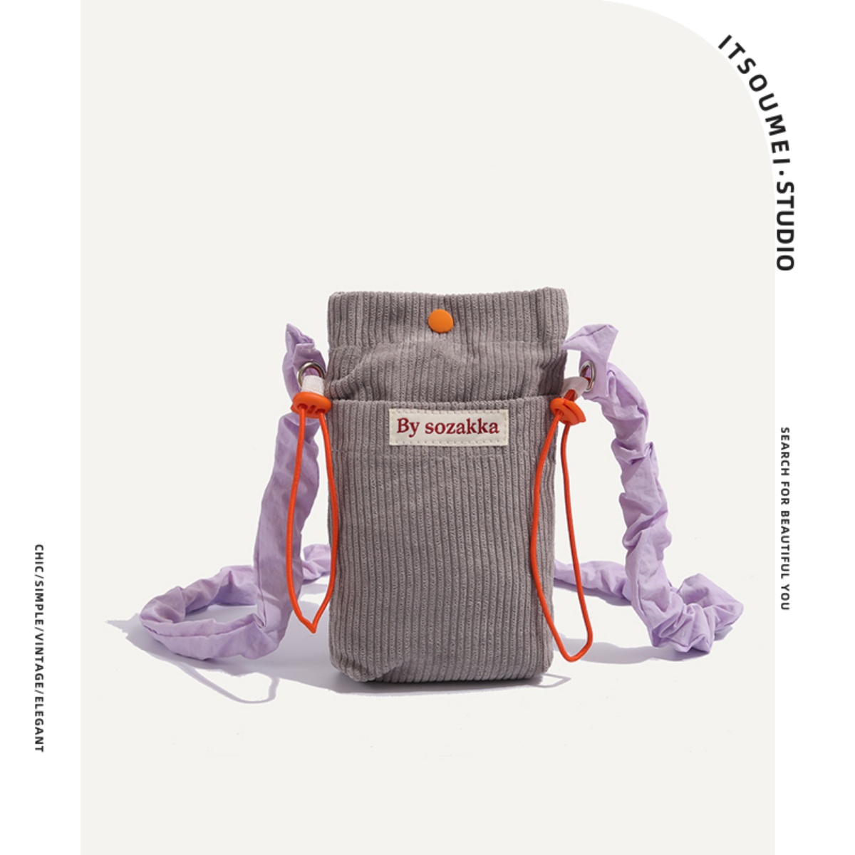 ITSOUMEI复古韩系灯芯绒小包包女小众设计百搭迷你可爱手机包斜挎