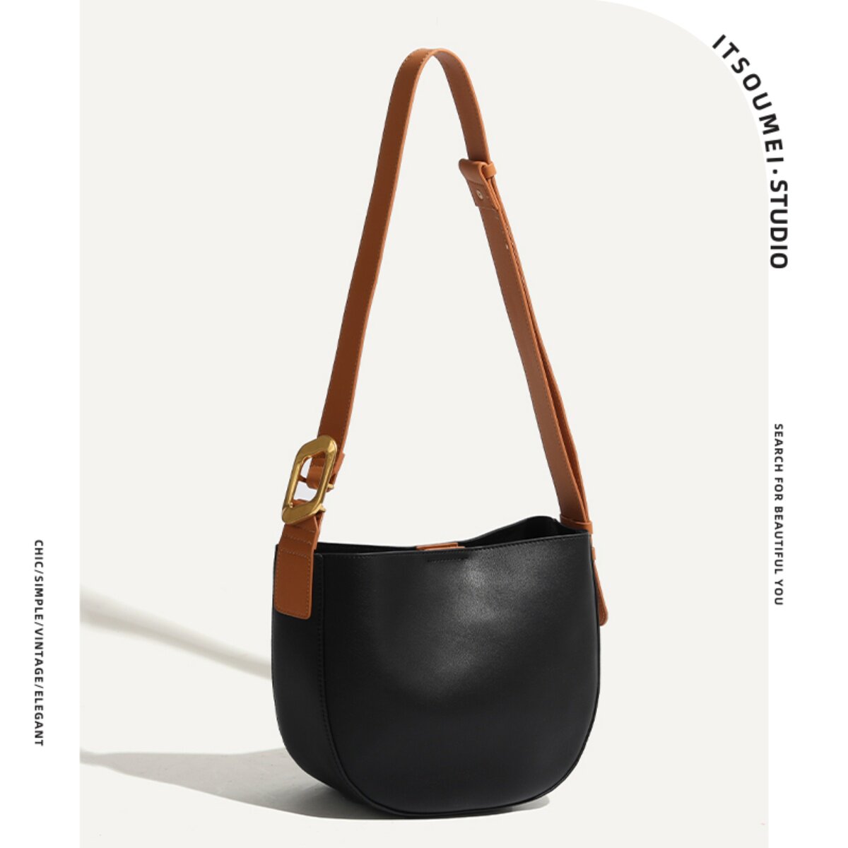 ITSOUMEI上班族包包女2024年新款秋冬天通勤大容量真皮水桶包斜挎