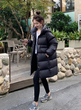 黑色羽绒服女冬季2025新款中长款小个子高端90白鸭绒今年流行外套