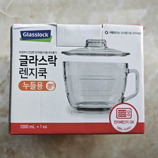 Glasslock泡面碗学生宿舍带盖透明玻璃碗微波炉加热1000ml