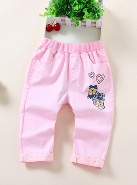 【亏本清仓100110120130】女童裤子小熊七分裤休闲裤全棉中裤短裤