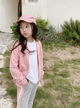 【亏本清仓】童装女童一体绒加绒加厚拉链开衫外套大童棒球服夹克