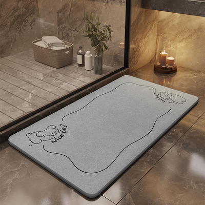 硬硅藻泥浴室吸水地垫卫生间洗手间门口防滑脚垫家用厕所速干地毯