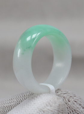 正品纯天然缅甸翡翠A货老坑冰种玉石指环戒圈13号圈口